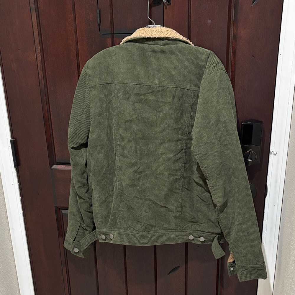 Aeropostale Green Corduroy Jacket with Tan Lining M - Picture 4 of 4